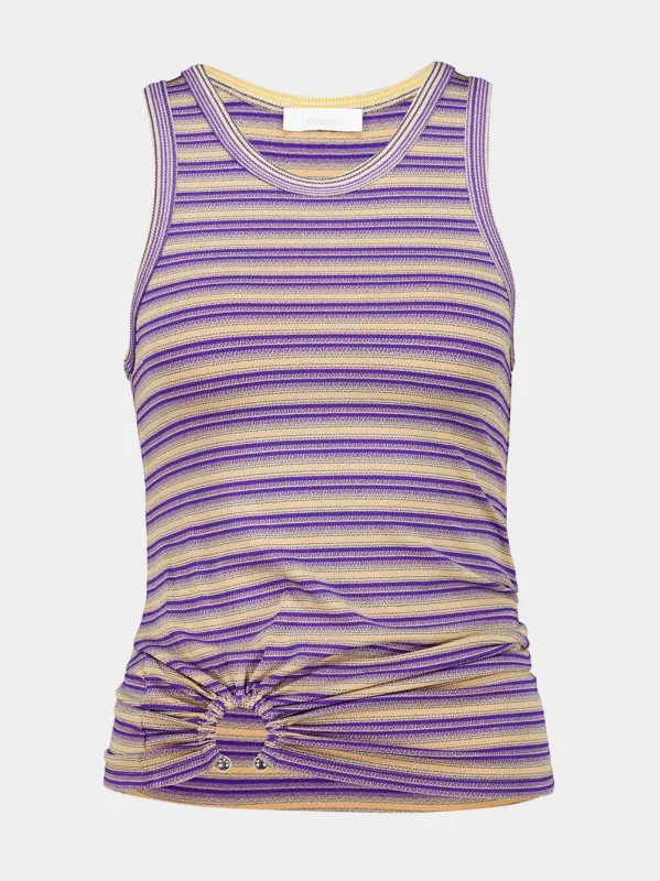 Purple Striped Viscose Jersey Tank Top with Piercing made by Rabanne