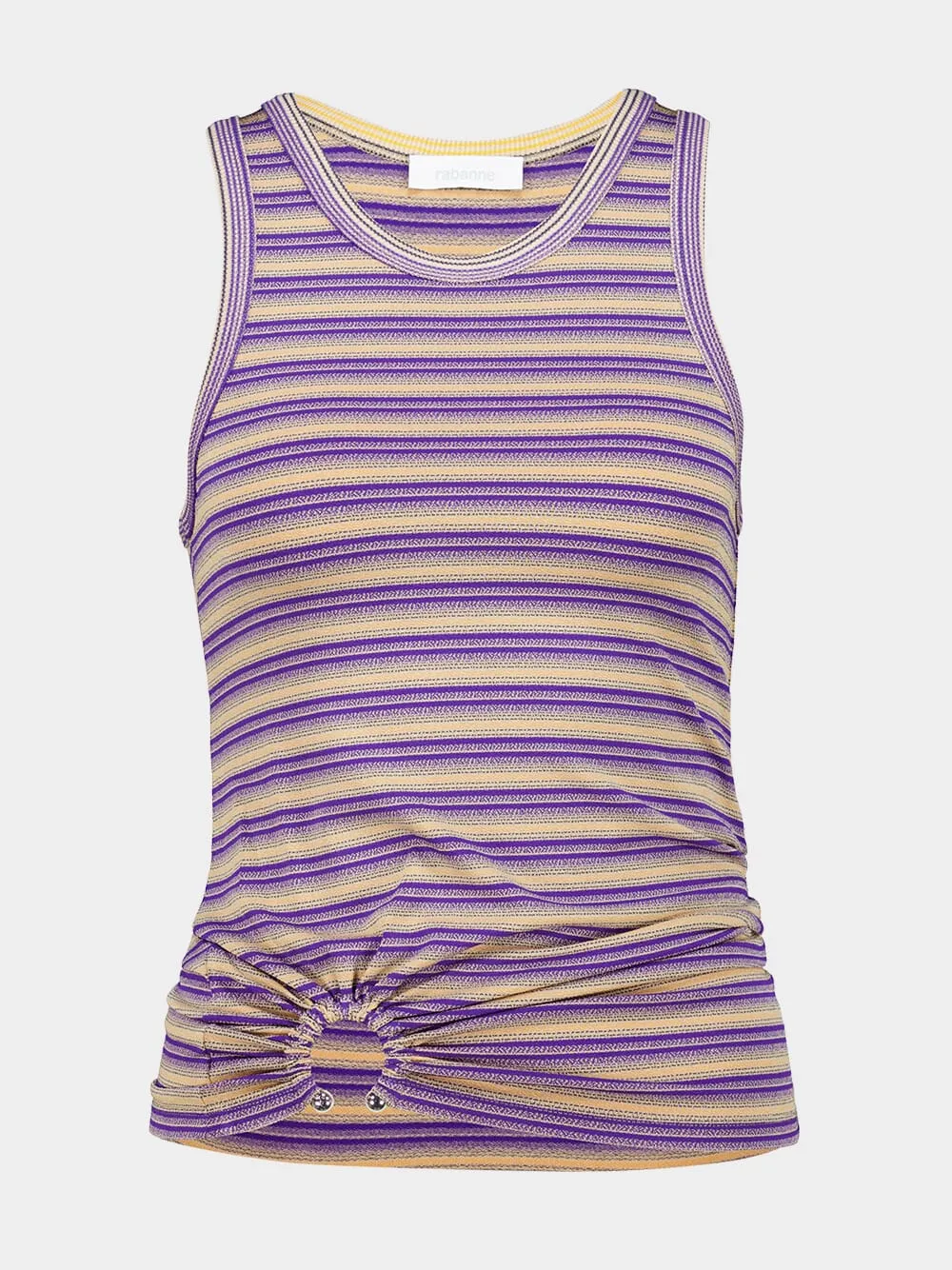 Purple Striped Viscose Jersey Tank Top with Piercing sold by Fashion Clinic