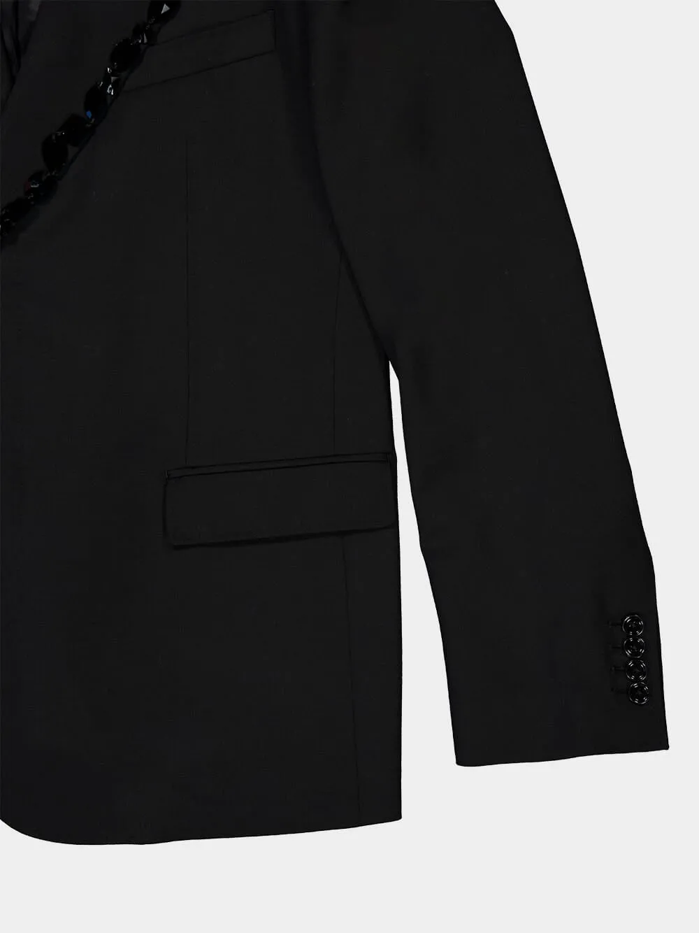 Black Crystal-Embellished Wool Blazer sold by Fashion Clinic product image thumbnail 4