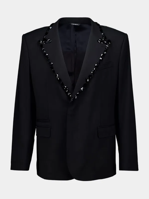 Black Crystal-Embellished Wool Blazer made by Dolce & Gabanna