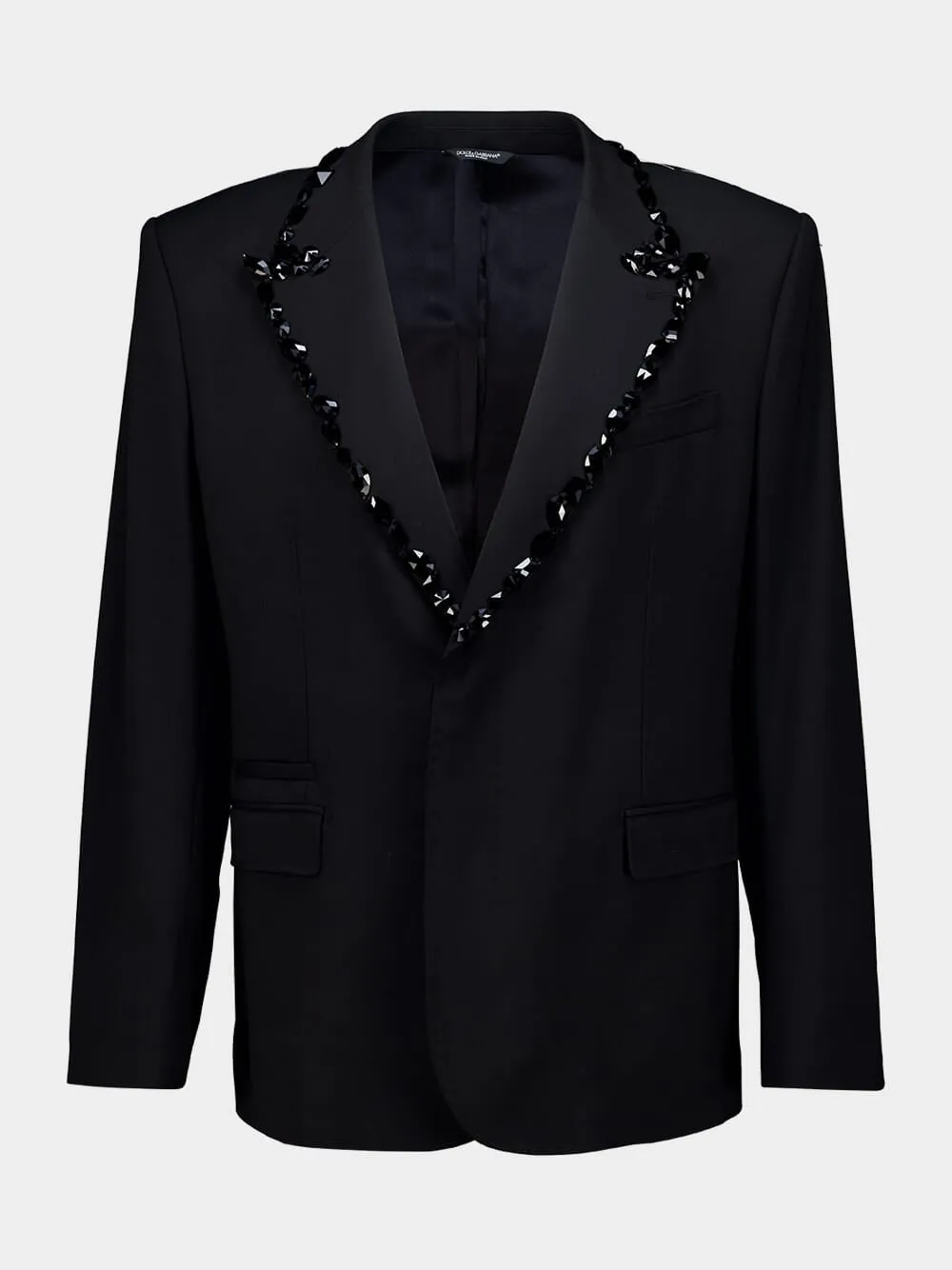 Black Crystal-Embellished Wool Blazer sold by Fashion Clinic