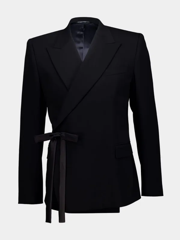 Black Wrap-Style Wool Blazer made by Dolce & Gabanna