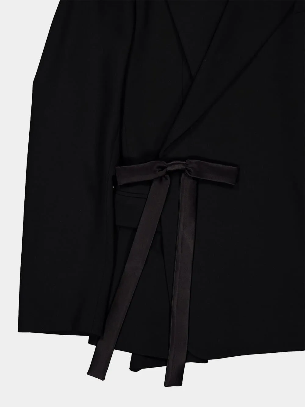 Black Wrap-Style Wool Blazer sold by Fashion Clinic product image thumbnail 4