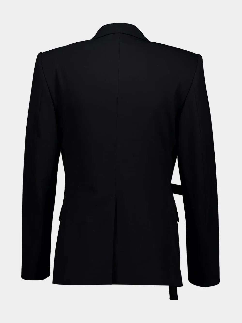 Black Wrap-Style Wool Blazer sold by Fashion Clinic product image thumbnail 2