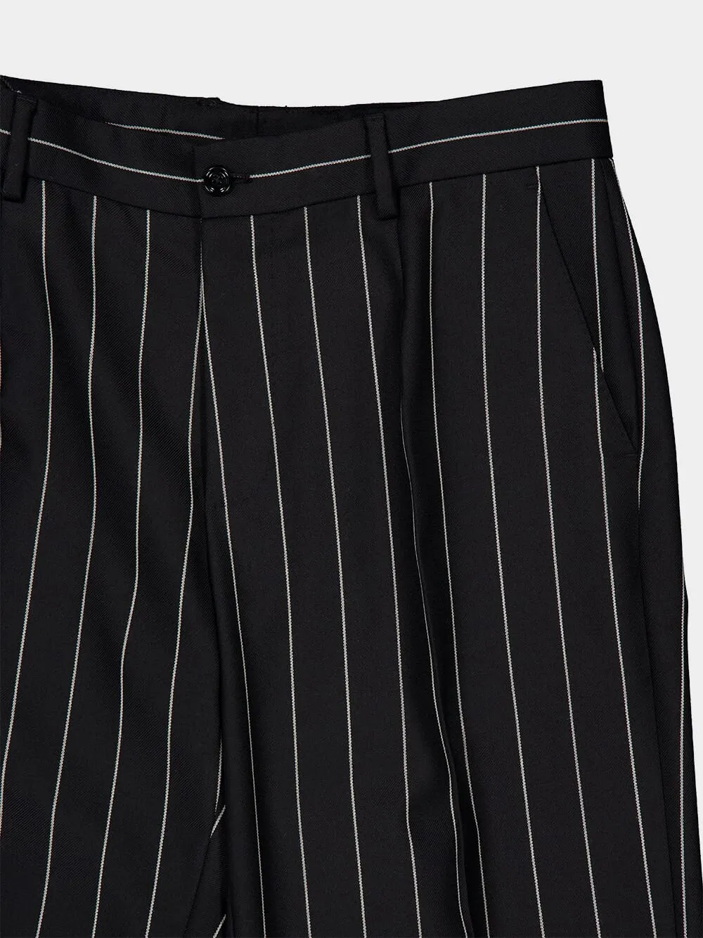 Black Pinstripe Wool Trousers sold by Fashion Clinic product image thumbnail 3