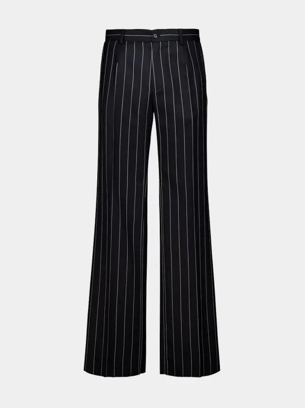Black Pinstripe Wool Trousers made by Dolce & Gabanna