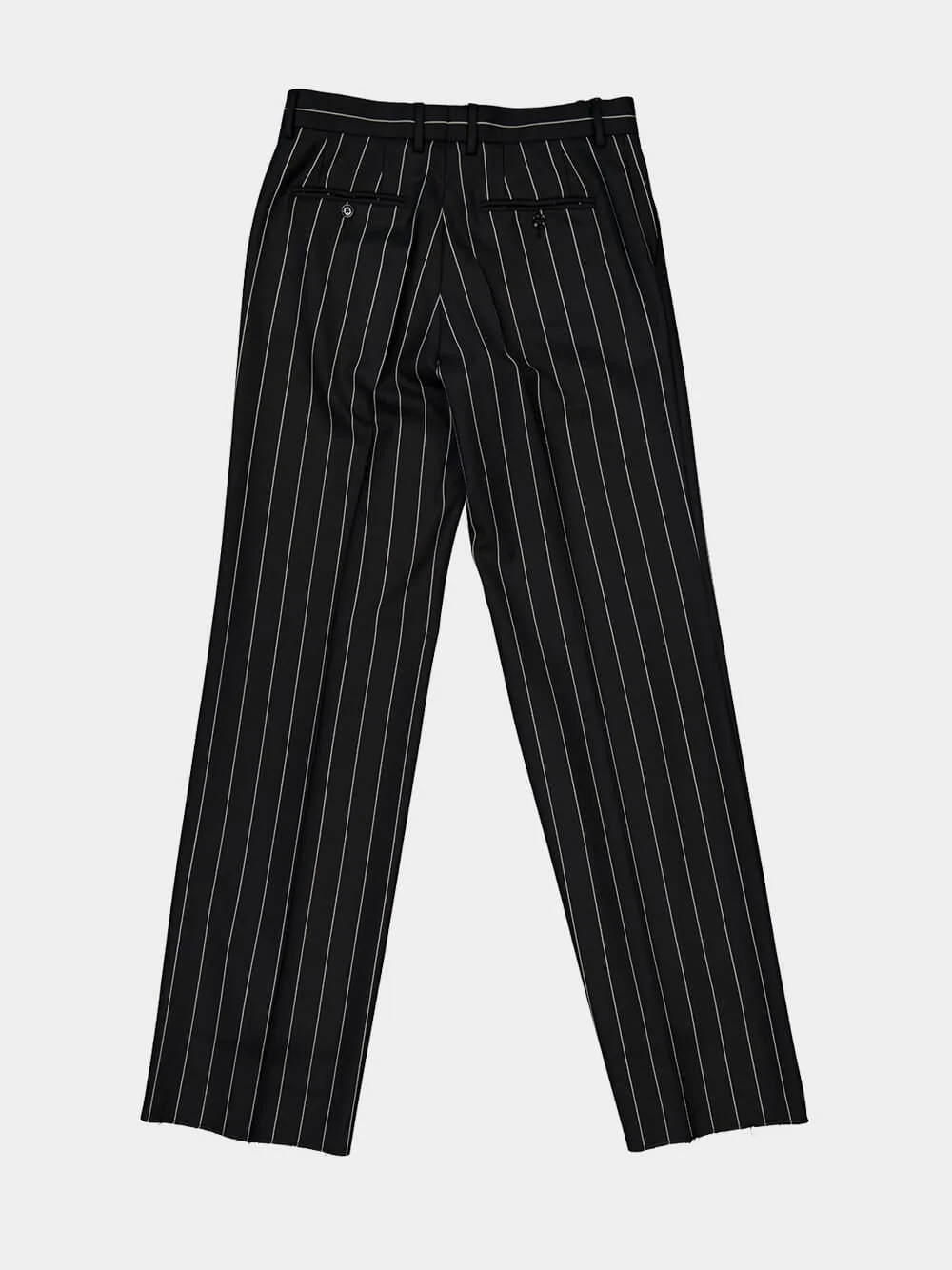Black Pinstripe Wool Trousers sold by Fashion Clinic product image thumbnail 5