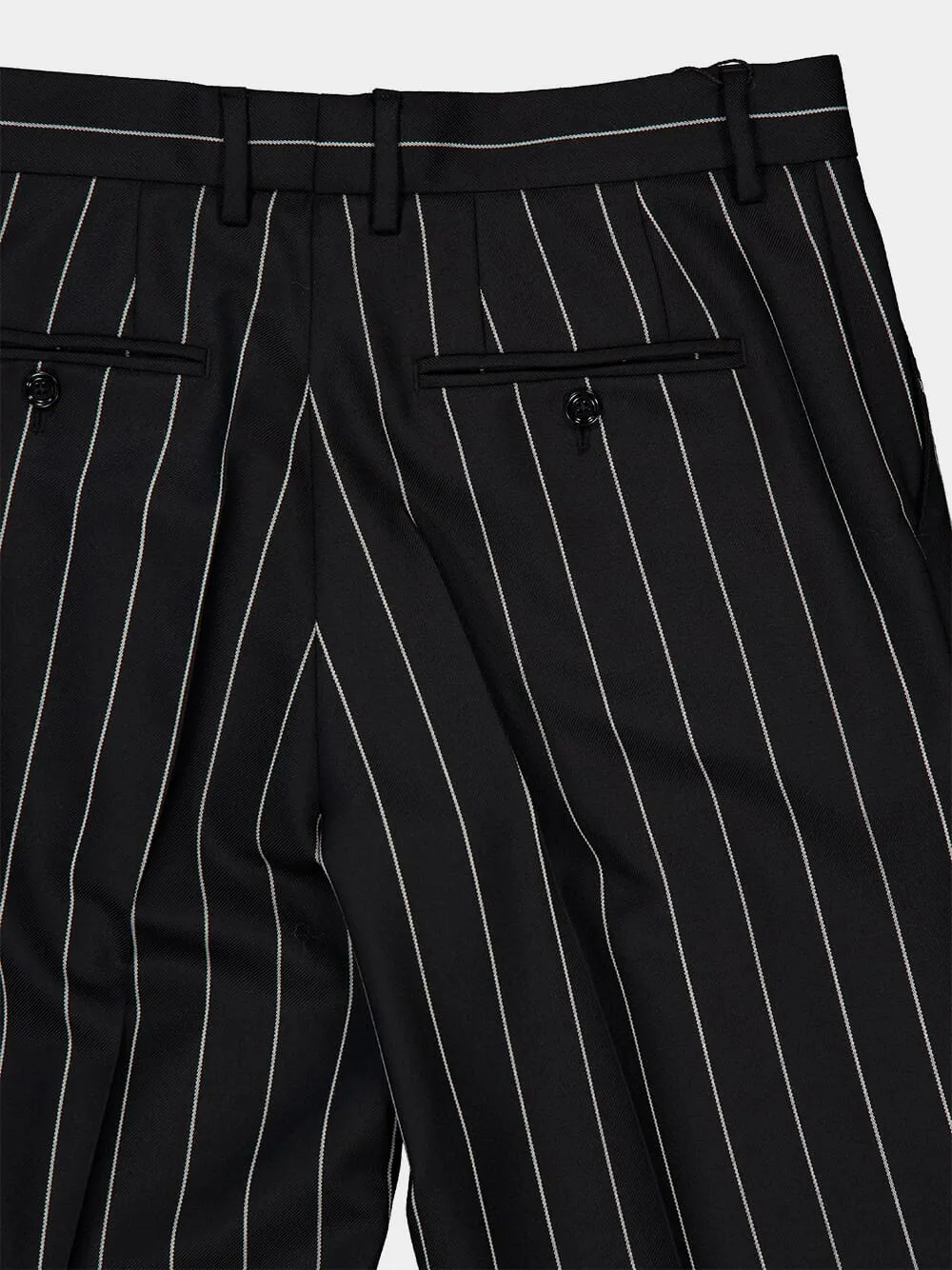 Black Pinstripe Wool Trousers sold by Fashion Clinic product image thumbnail 4