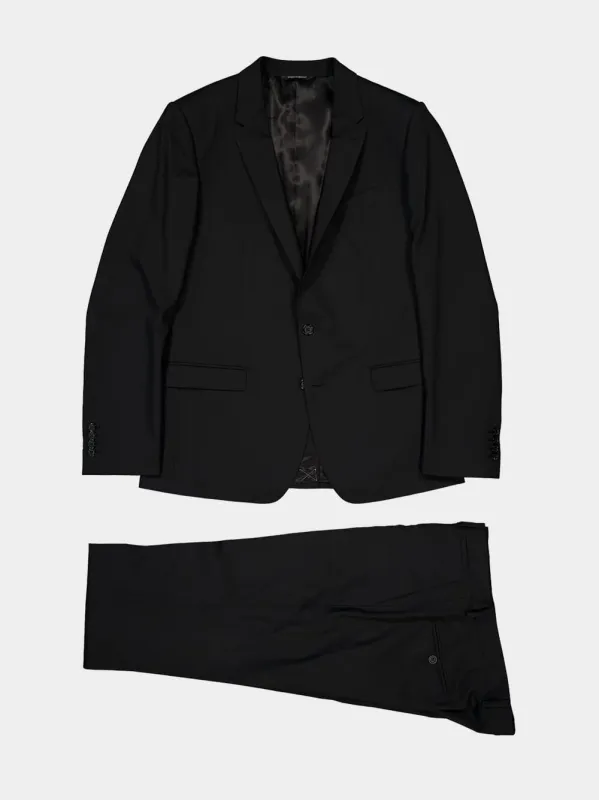Black Martini-Fit Stretch Wool Suit made by Dolce & Gabanna