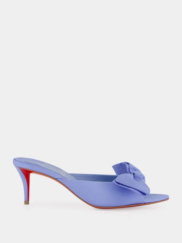 Ceruleo Silk Bow Kitten Heel Mules made by Christian Louboutin