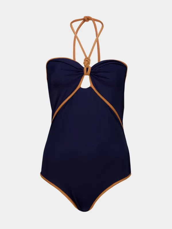 Navy Salt And Saddle One-Piece made by Johanna Ortiz