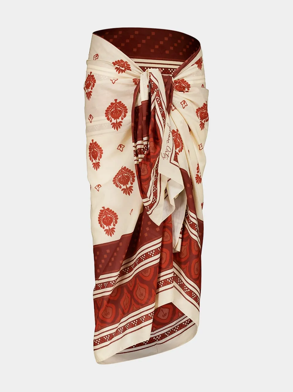 Ecru and Wine Spirit Of The Rider Pareo sold by Fashion Clinic