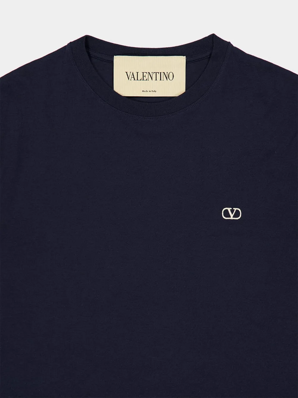 Navy Vlogo Cotton Crewneck T-Shirt sold by Fashion Clinic product image thumbnail 3