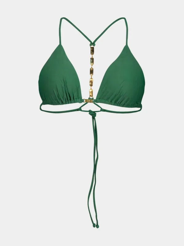 Green Matte Mage T Back Tri Top made by Fashion Clinic