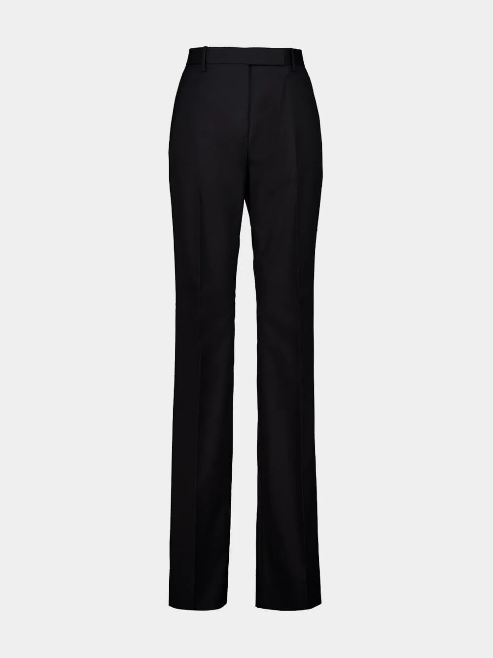 Black Wool Silk Blend Tailored Straight Pants sold by Fashion Clinic product image thumbnail 2