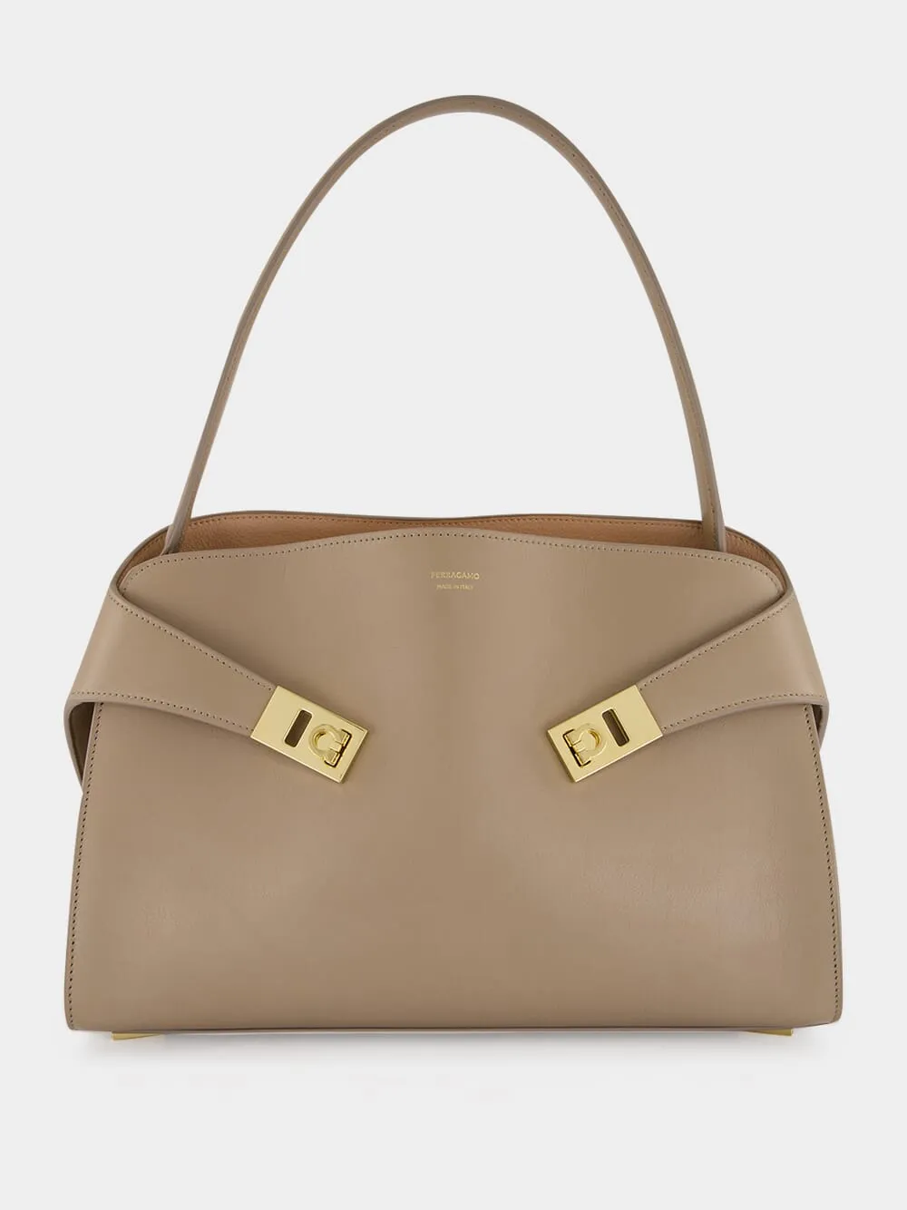 Warm Taupe Medium Hug Soft Shoulder Bag sold by Fashion Clinic