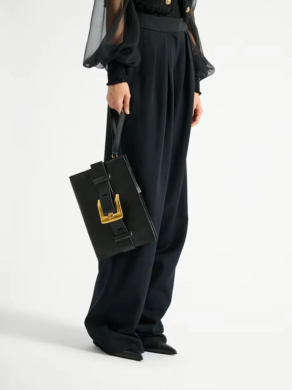 Black Anthem Smooth Leather Clutch sold by Fashion Clinic product image thumbnail 4