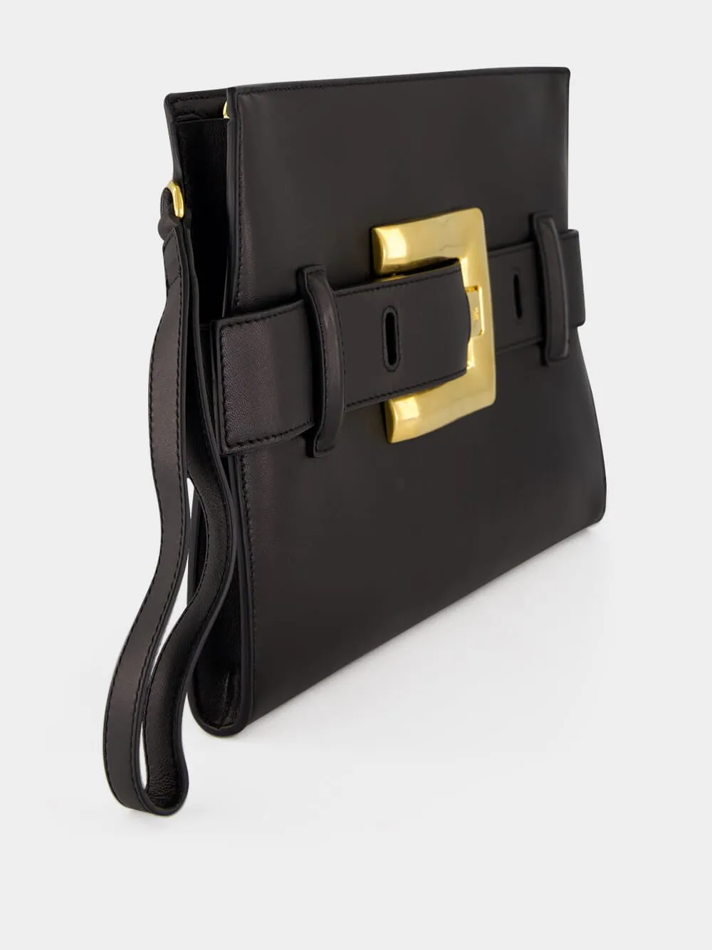 Black Anthem Smooth Leather Clutch sold by Fashion Clinic product image thumbnail 3