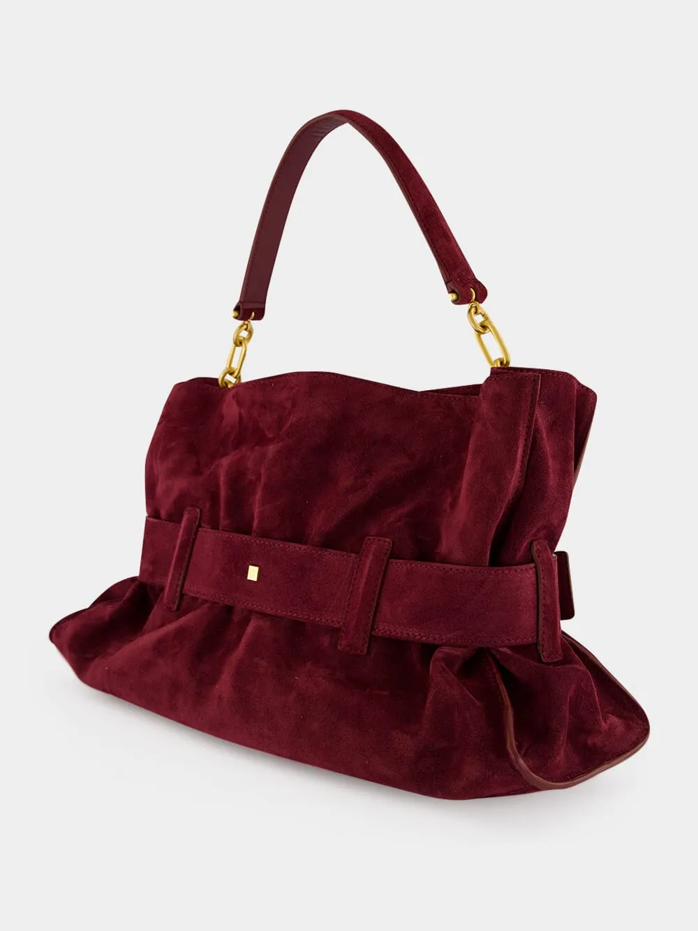 Burgundy Anthem Medium Suede Leather Bag sold by Fashion Clinic product image thumbnail 4