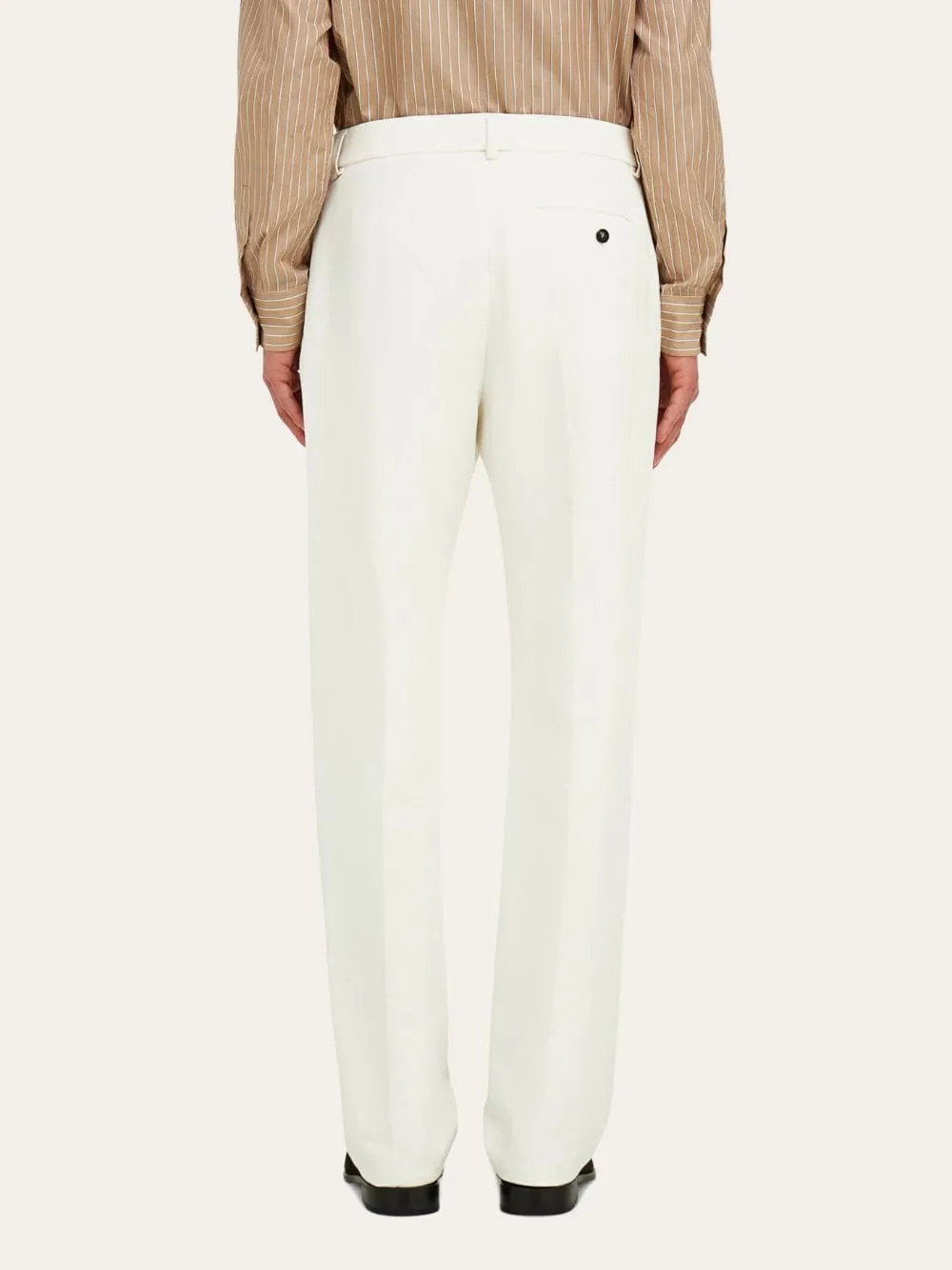 Ecru Tailored Cotton Cashmere Twill Trousers sold by Fashion Clinic product image thumbnail 3