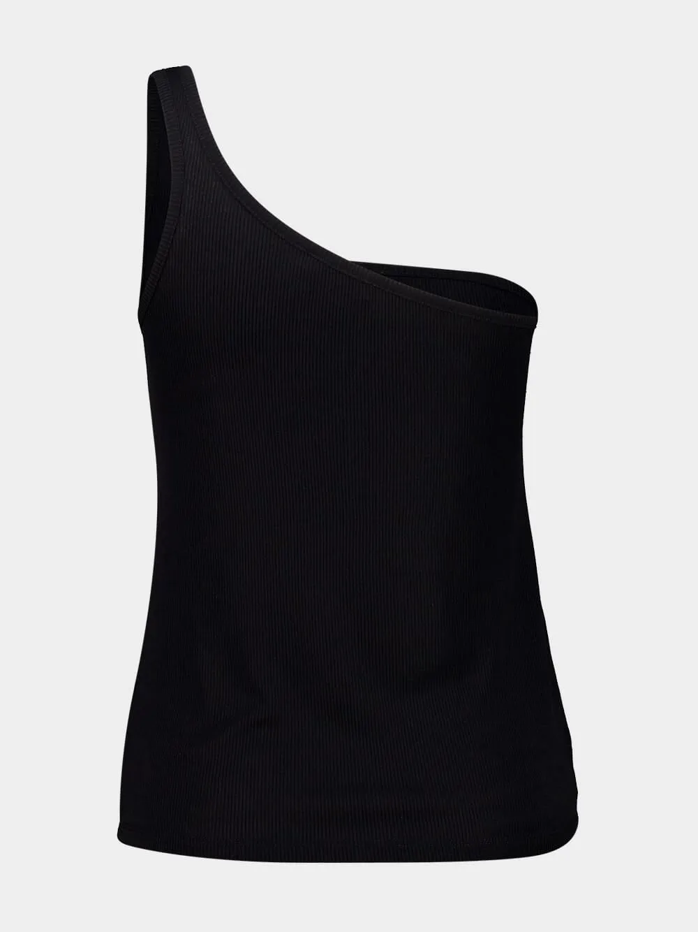 Black Silk Blend Rib Jersey One-Shoulder Top sold by Fashion Clinic product image thumbnail 4