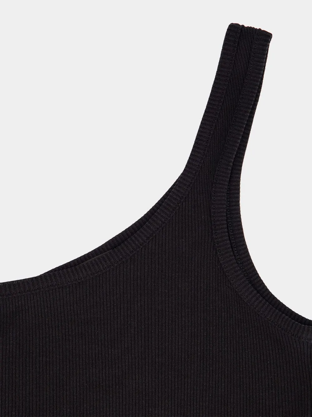 Black Silk Blend Rib Jersey One-Shoulder Top sold by Fashion Clinic product image thumbnail 5