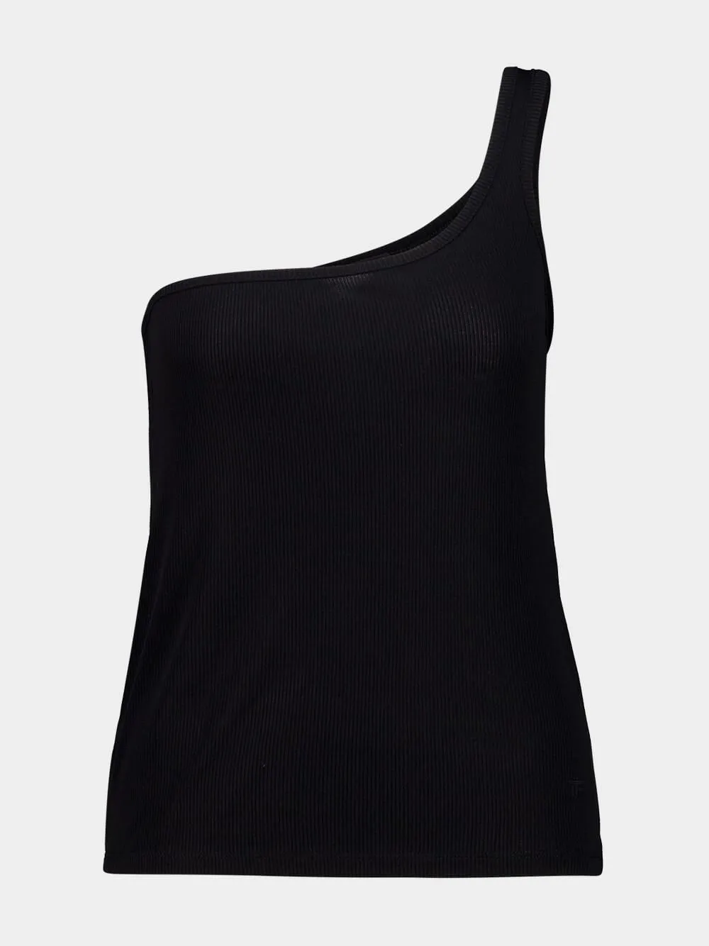 Black Silk Blend Rib Jersey One-Shoulder Top sold by Fashion Clinic product image thumbnail 2