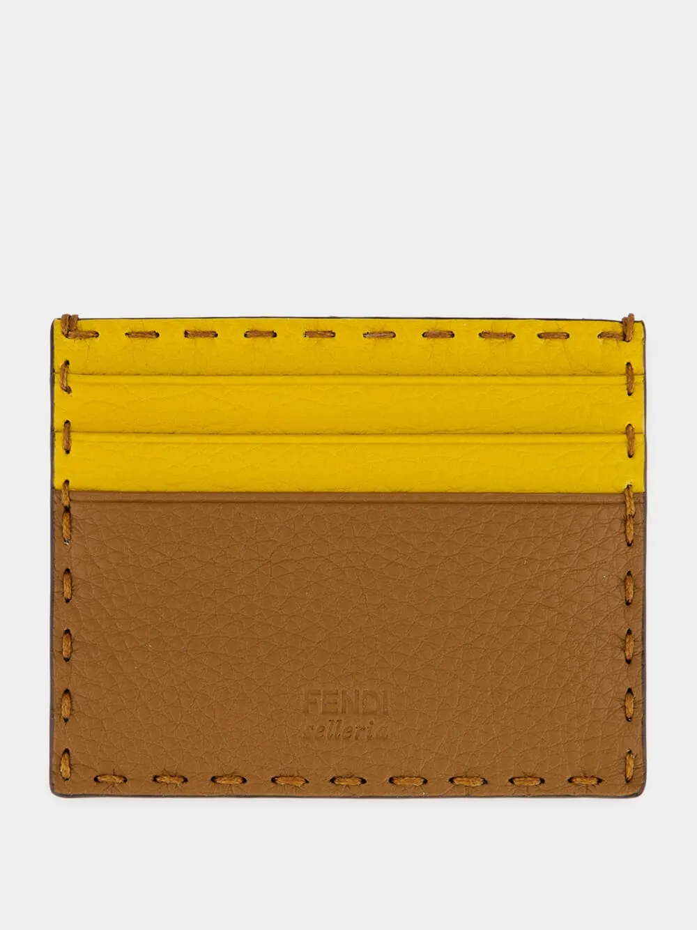 Brown and Sunflower Yellow Selleria Leather Card Case sold by Fashion Clinic product image thumbnail 2