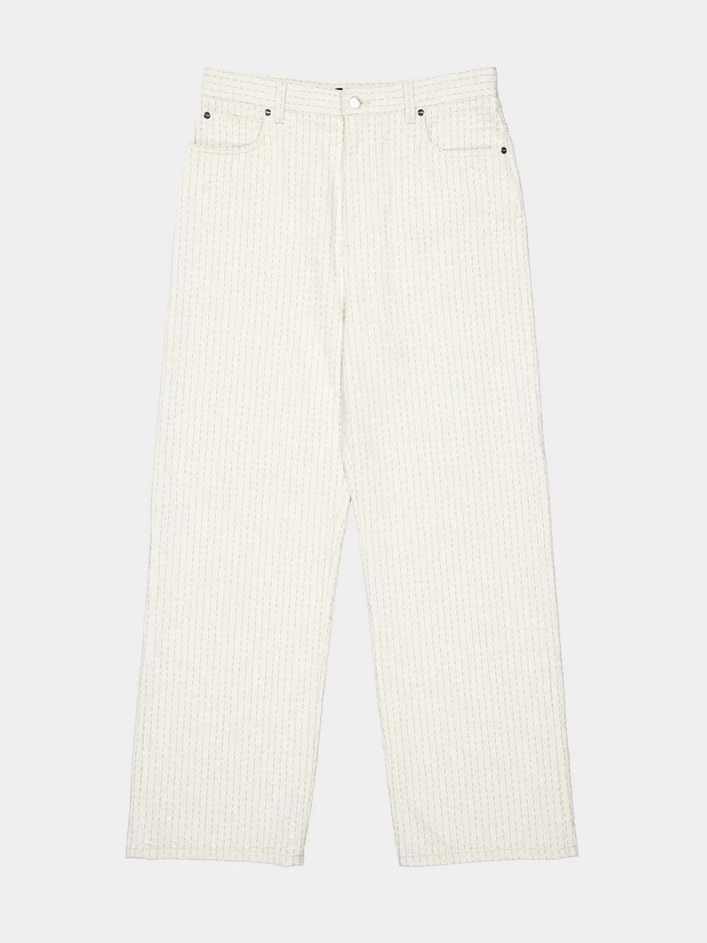 White Denim Jeans with Beige Topstitching sold by Fashion Clinic product image thumbnail 5