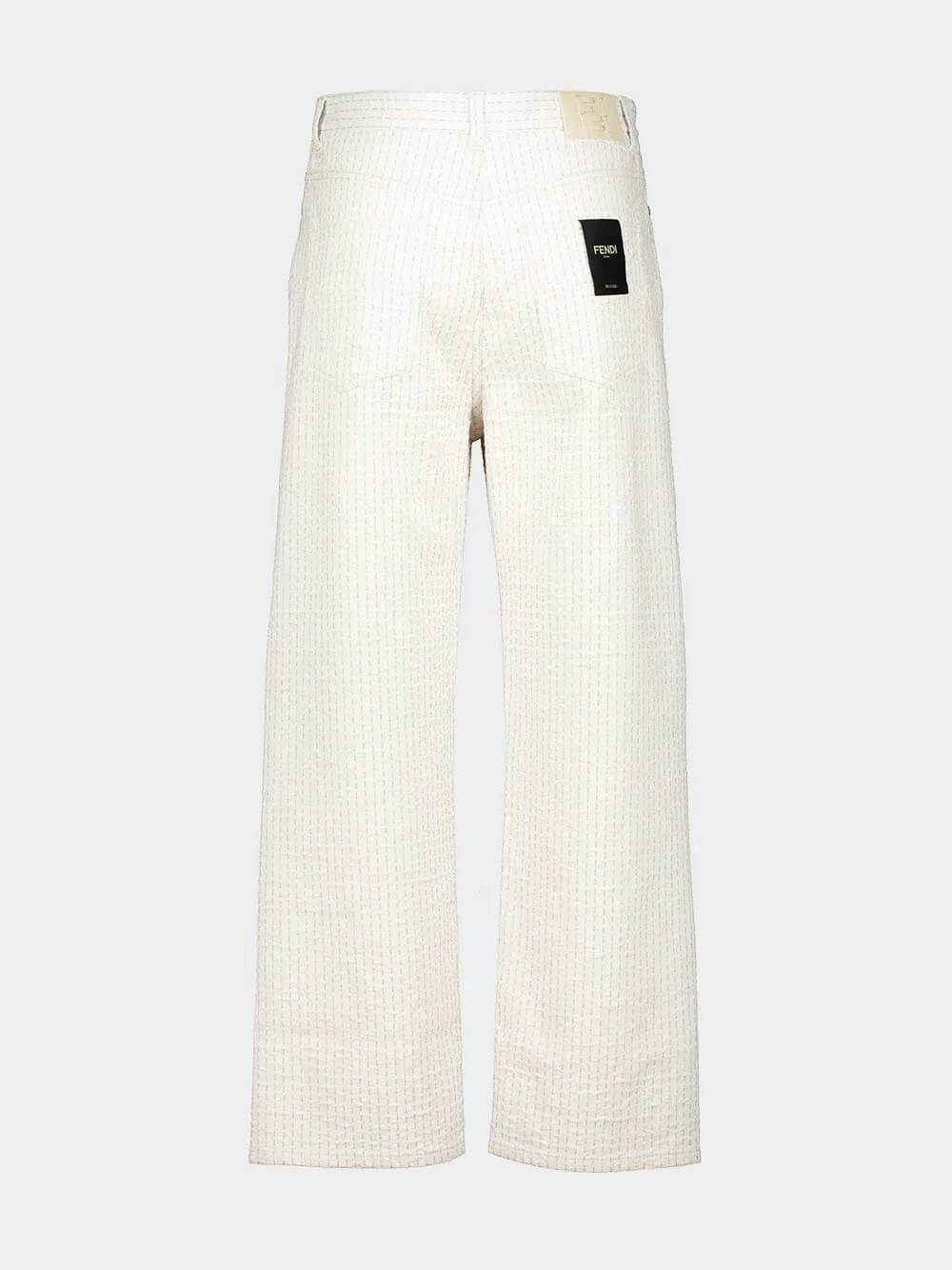White Denim Jeans with Beige Topstitching sold by Fashion Clinic product image thumbnail 2