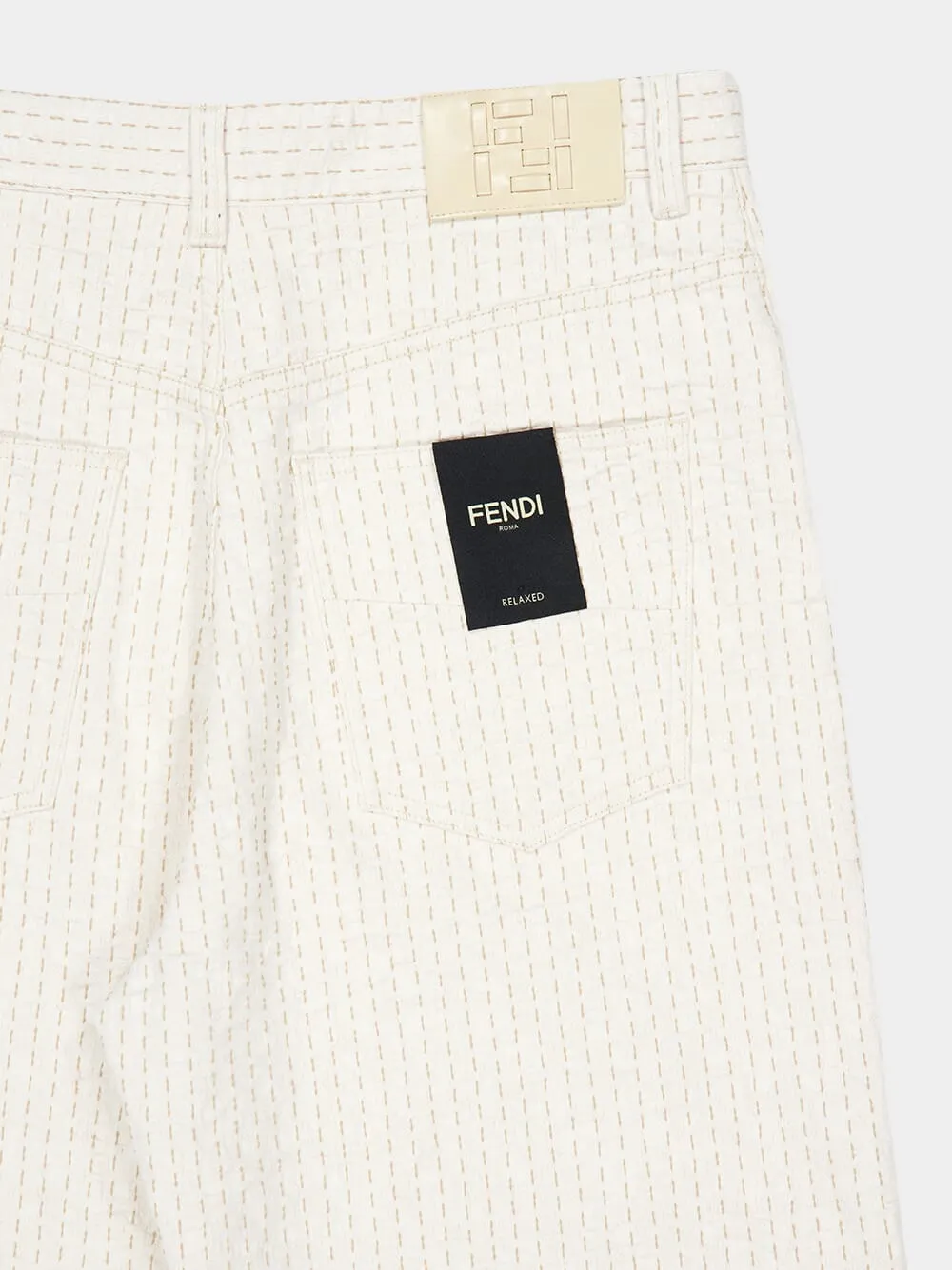 White Denim Jeans with Beige Topstitching sold by Fashion Clinic product image thumbnail 4