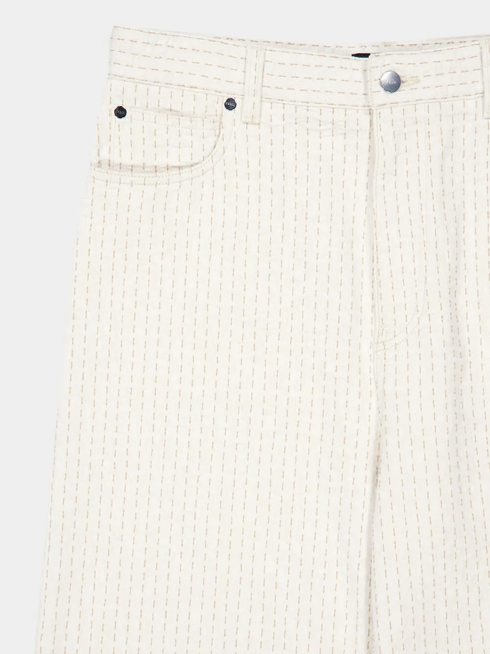 White Denim Jeans with Beige Topstitching sold by Fashion Clinic product image thumbnail 3