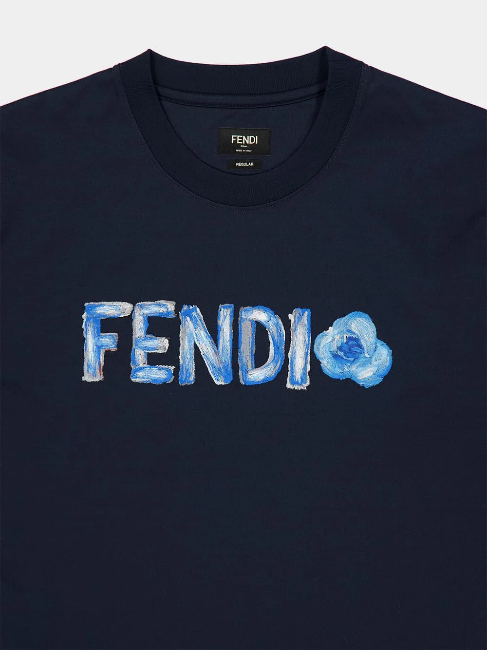 Navy Blue Cotton Flowers T-Shirt sold by Fashion Clinic product image thumbnail 4