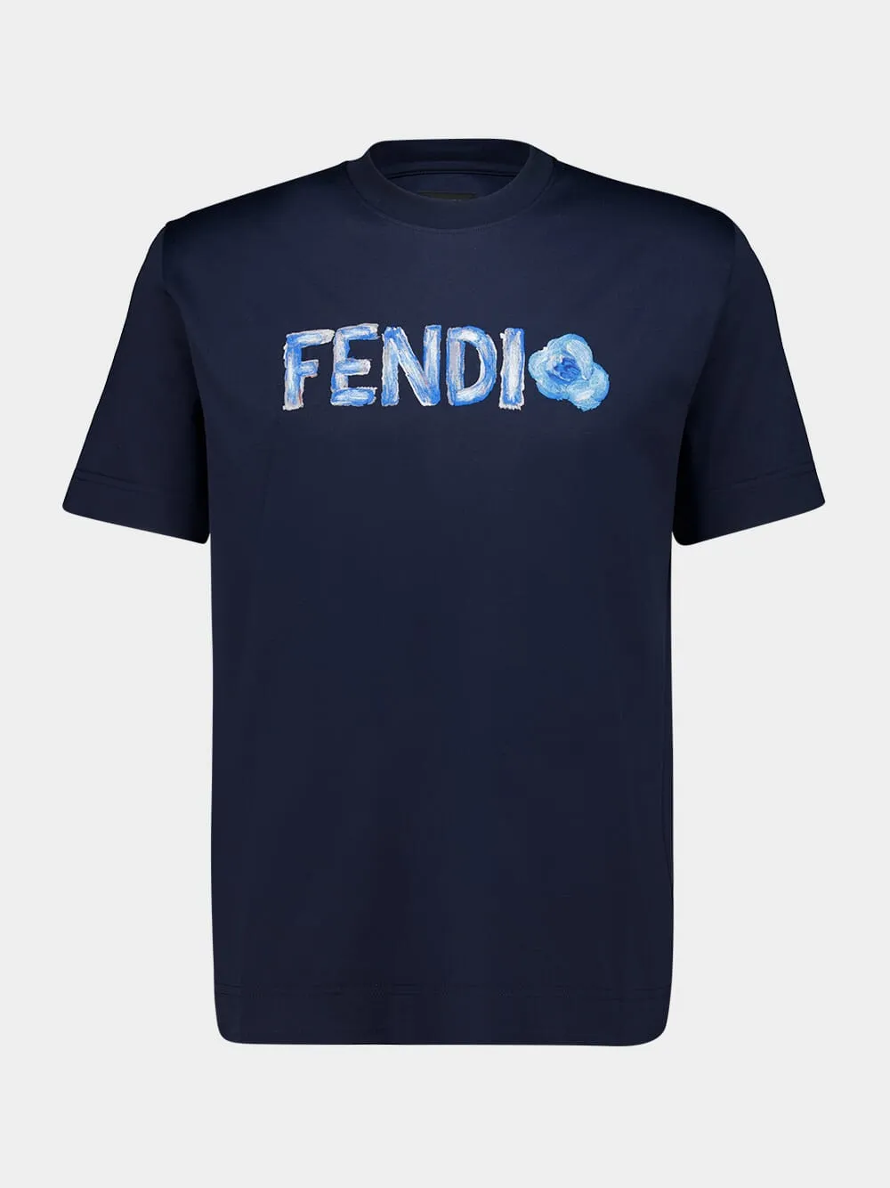 Navy Blue Cotton Flowers T-Shirt sold by Fashion Clinic product image thumbnail 2