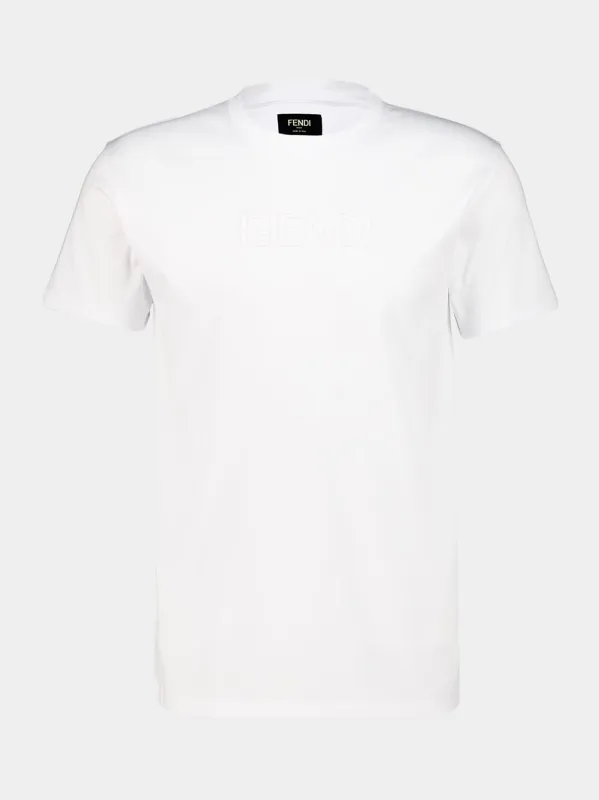 White Cotton FF Selleria Logo T-Shirt made by Fendi