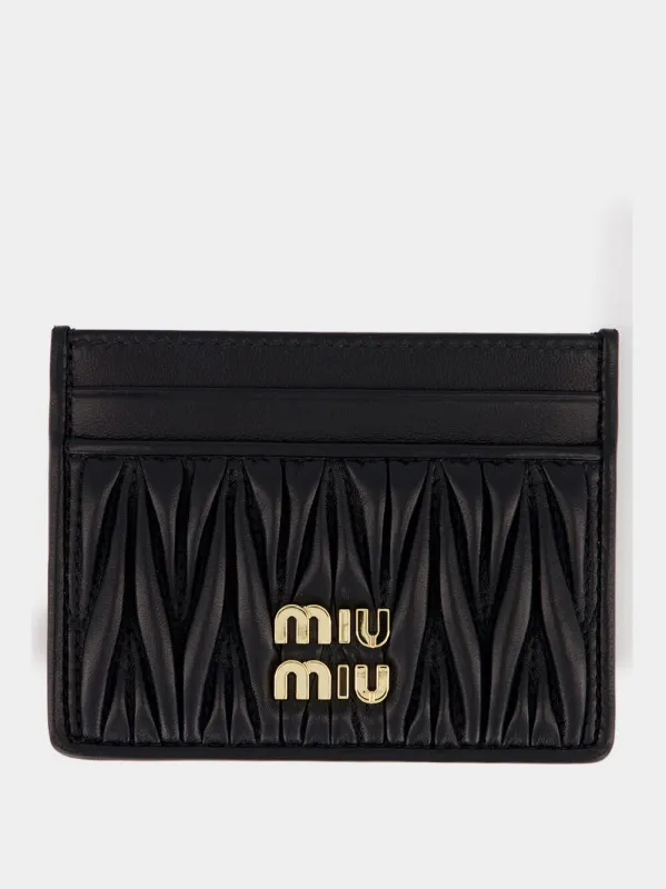 Black Matelassé Nappa Leather Card Holder made by Miu Miu