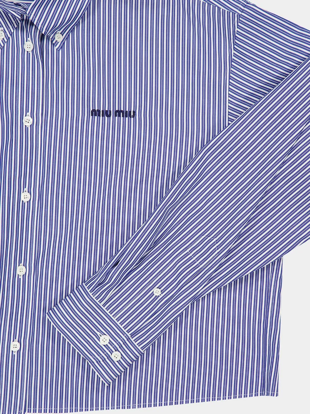 Blue Striped Cotton Shirt with Thread Embroidery sold by Fashion Clinic product image thumbnail 4