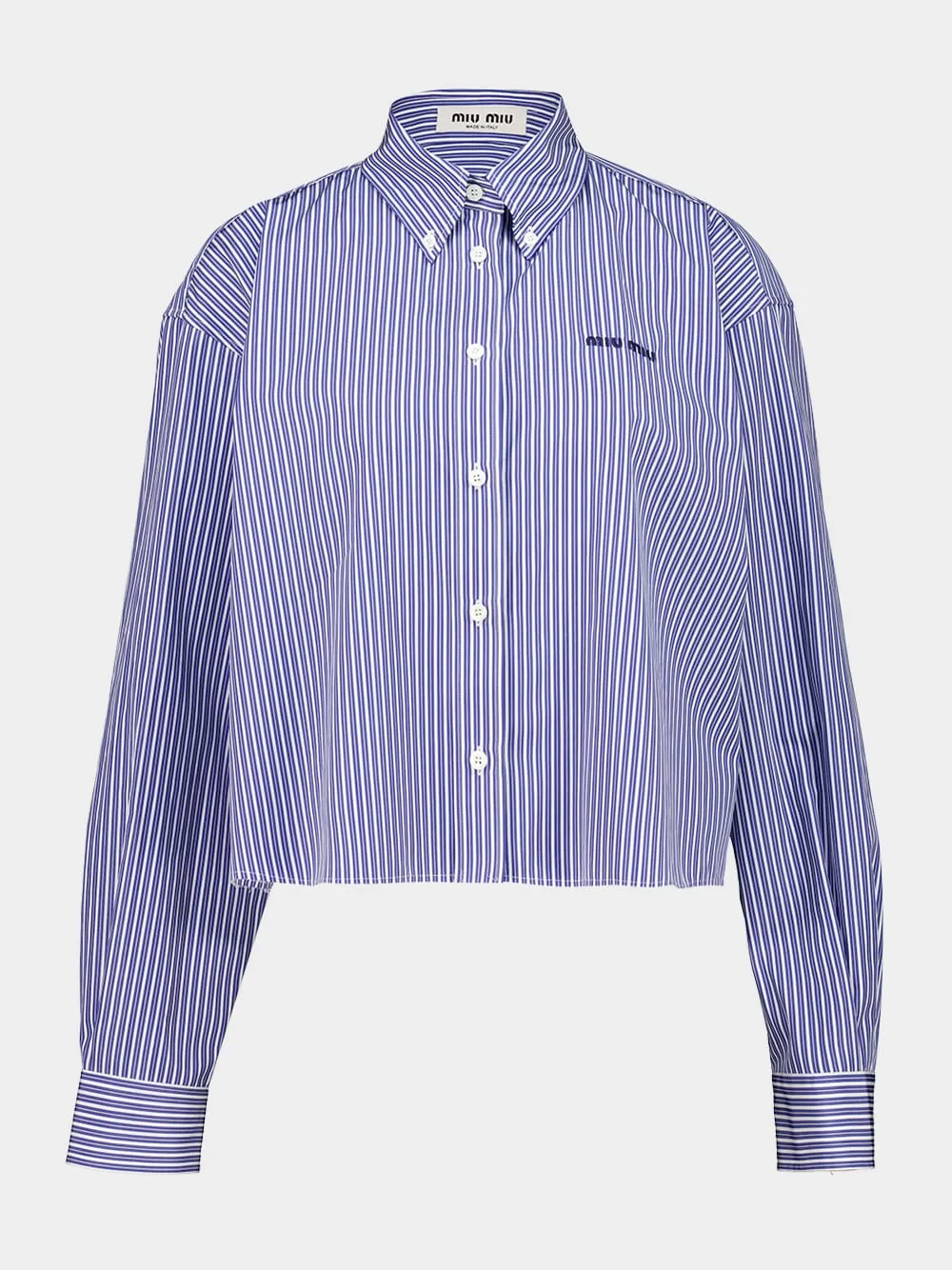Blue Striped Cotton Shirt with Thread Embroidery sold by Fashion Clinic