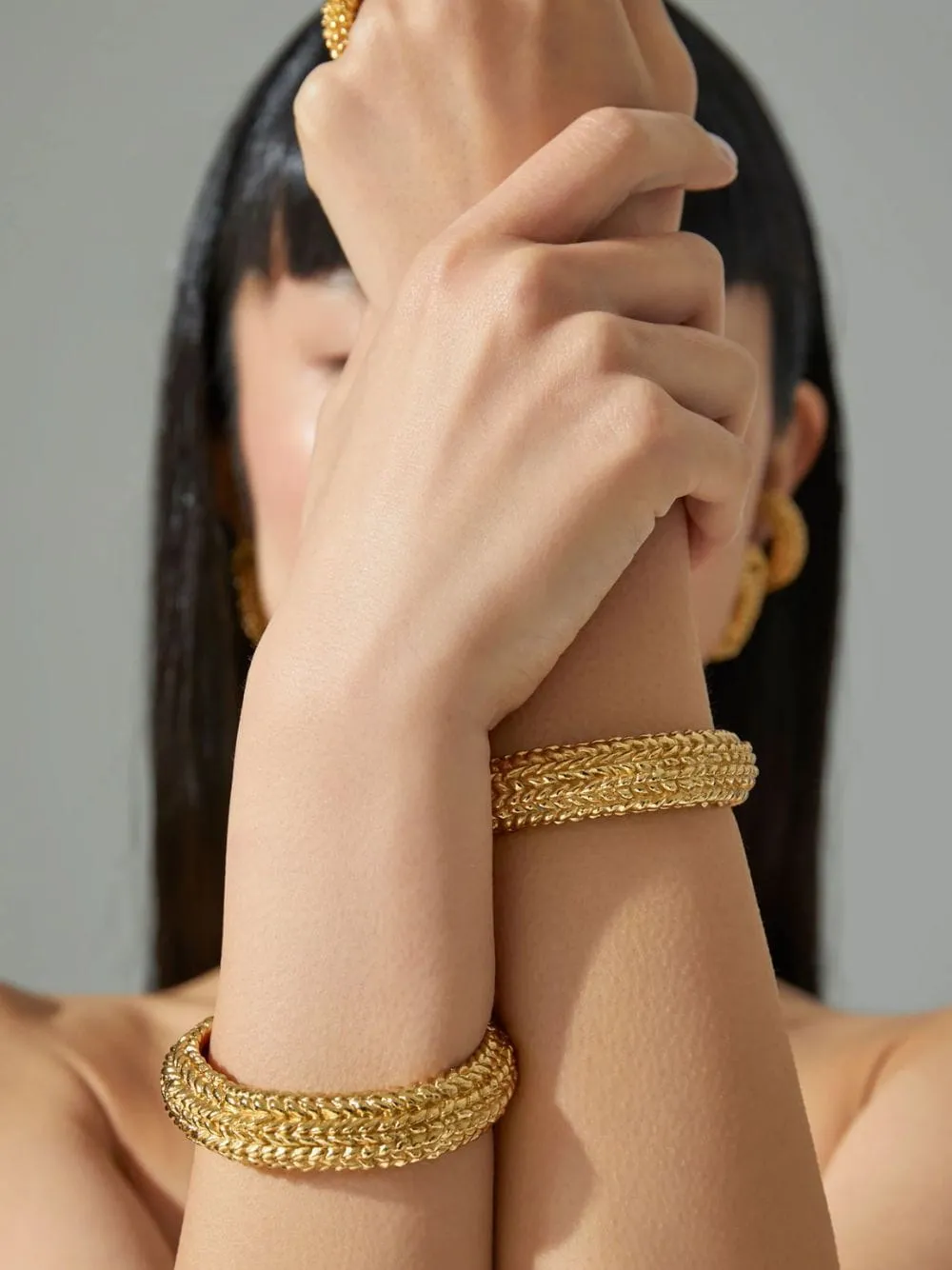 Margo 18K Gold Textured Bracelet sold by Fashion Clinic product image thumbnail 2