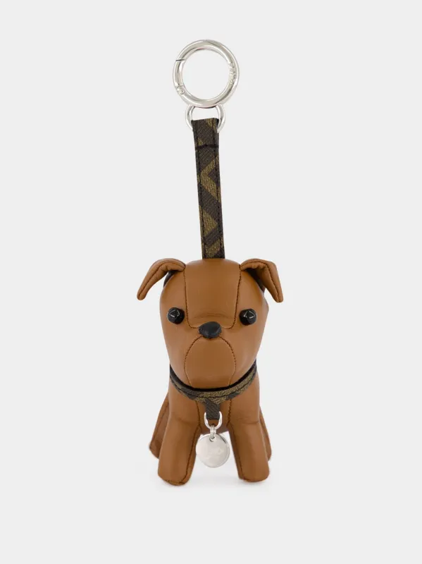 Brown Ito Leather Dog Charm made by Fendi