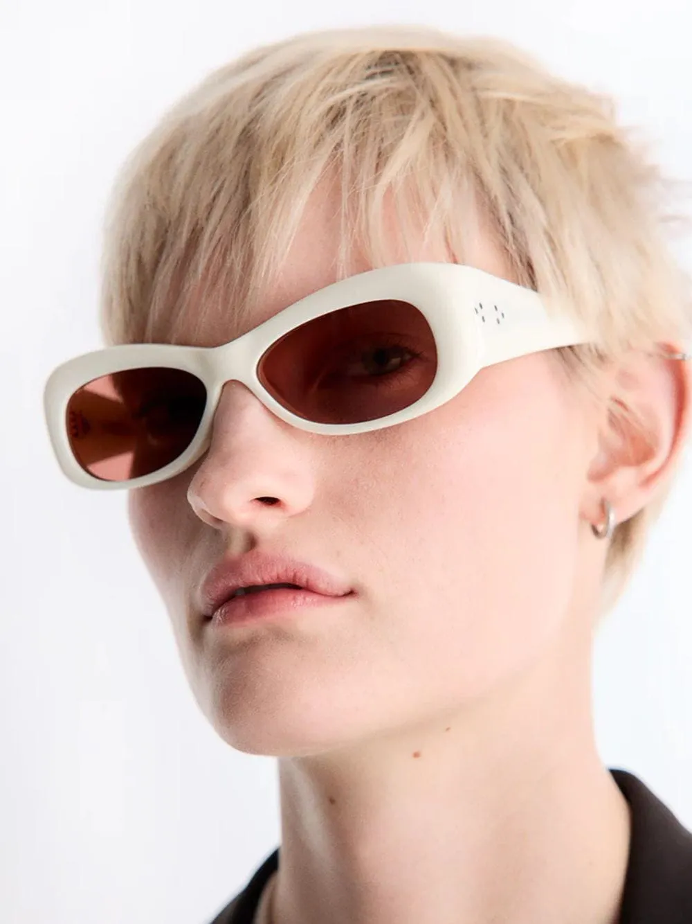 White Oval Lydia Acetate Sunglasses sold by Fashion Clinic product image thumbnail 4
