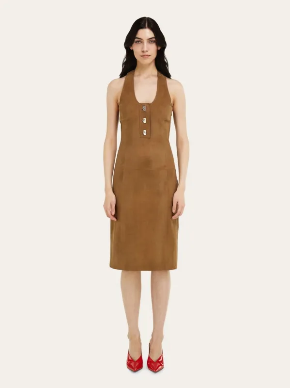 Clay Racer Back Nubuck Dress made by Salvatore Ferragamo