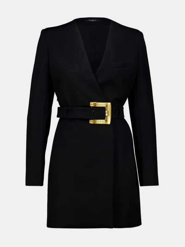 Black Mini Belted Dress made by Balmain