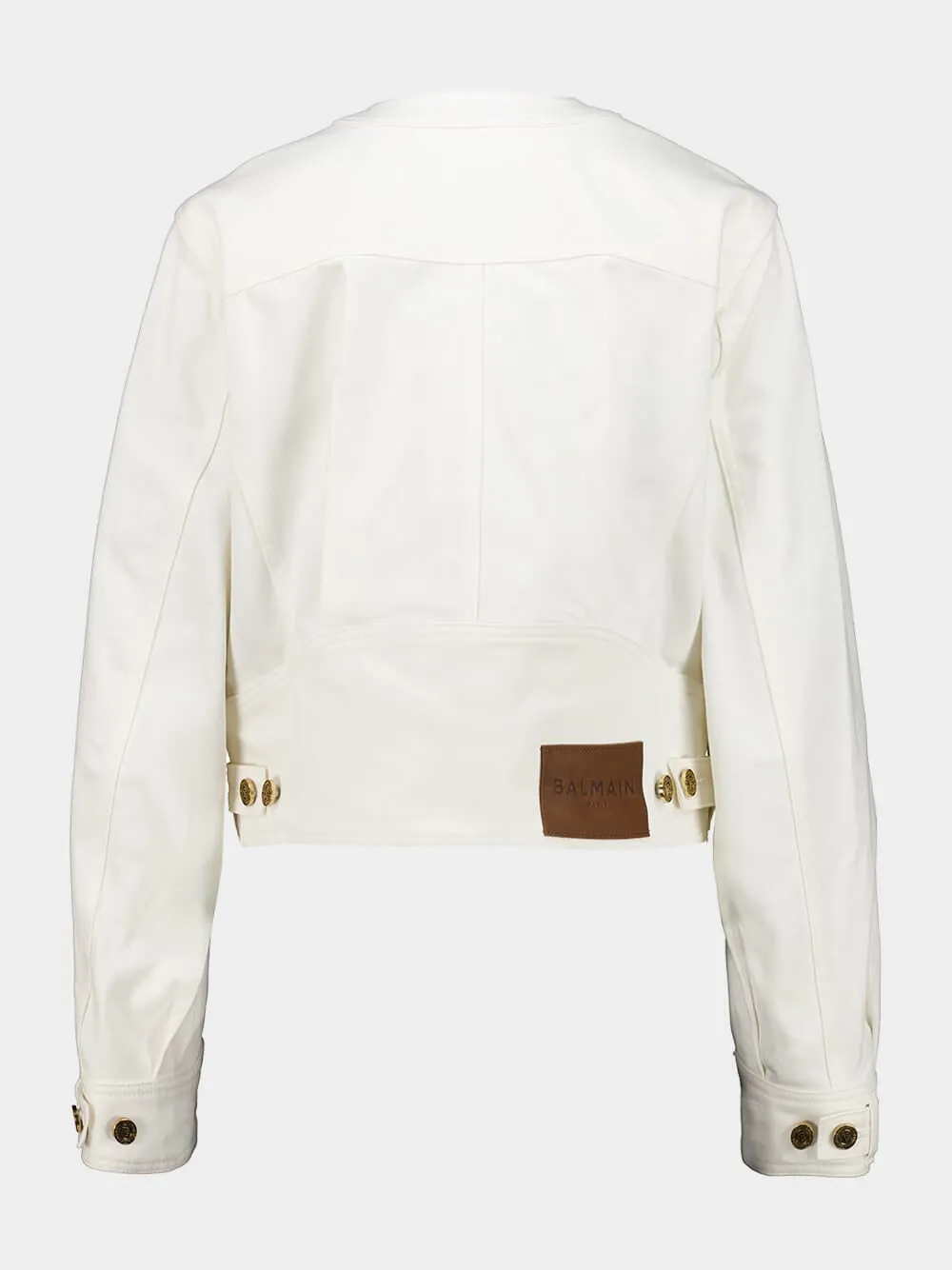 White Round Collar Denim Jacket sold by Fashion Clinic product image thumbnail 2
