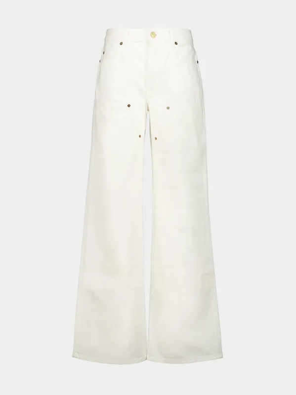 White Loose-Fit Denim Jeans made by Balmain
