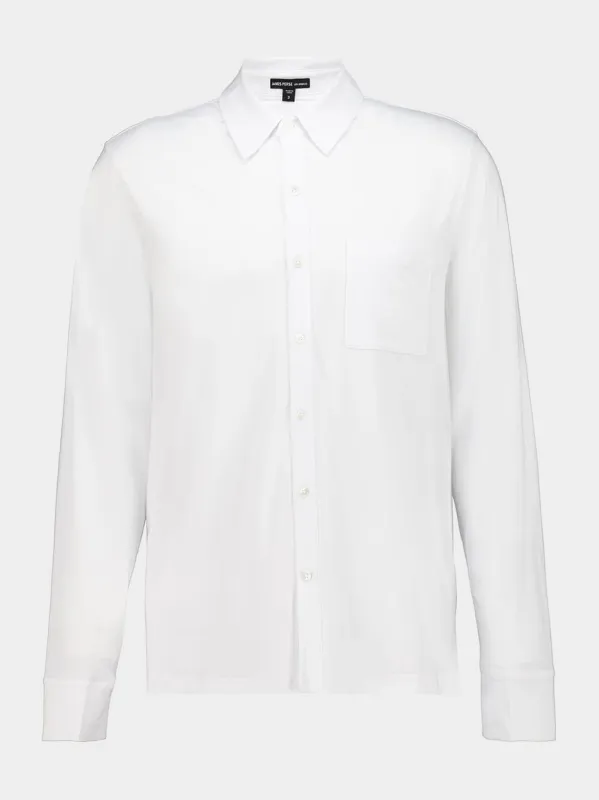 White Clean Finish Jersey Cotton Shirt made by James Perse