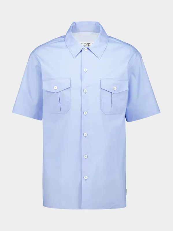 Light Blue Poplin Short Sleeve Shirt made by Maison Margiela