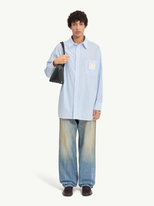 White and Light Blue Striped Poplin Shirt made by Maison Margiela