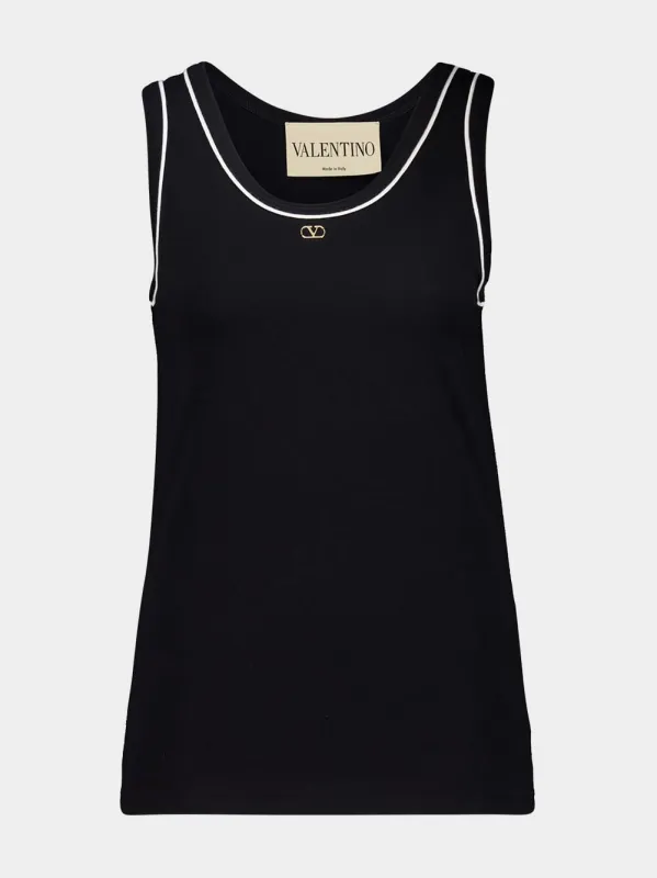 Black Cotton Jersey Top made by Valentino Garavani