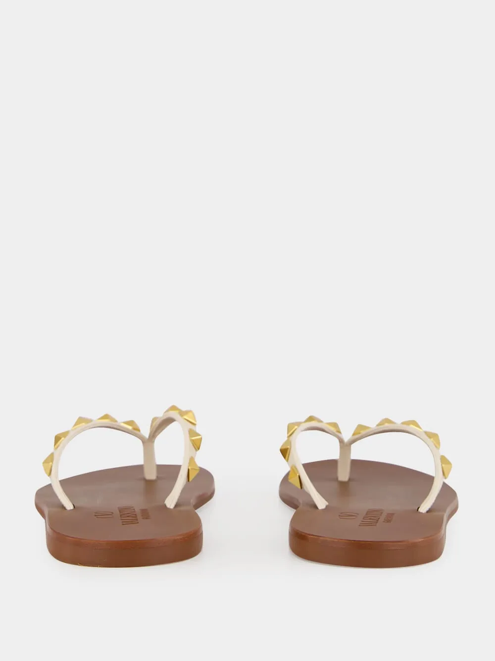 Light Ivory Rockstud Calfskin Sandals sold by Fashion Clinic product image thumbnail 5